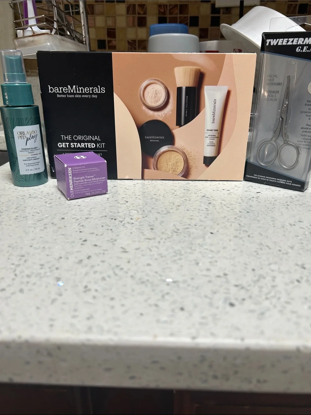 bareMinerals Makeup Starter Kit with Brush & Silver Tweezers & Facial Serum